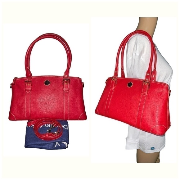 Dooney&Bourke Red Pebbled Leather Satchel /Top Handle Bag NWOT - Picture 2 of 13